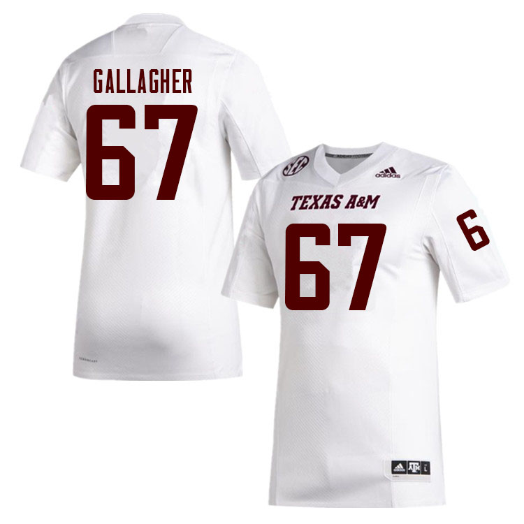 Men #67 Galen Gallagher Texas A&M Aggies College Football Jerseys Sale-White